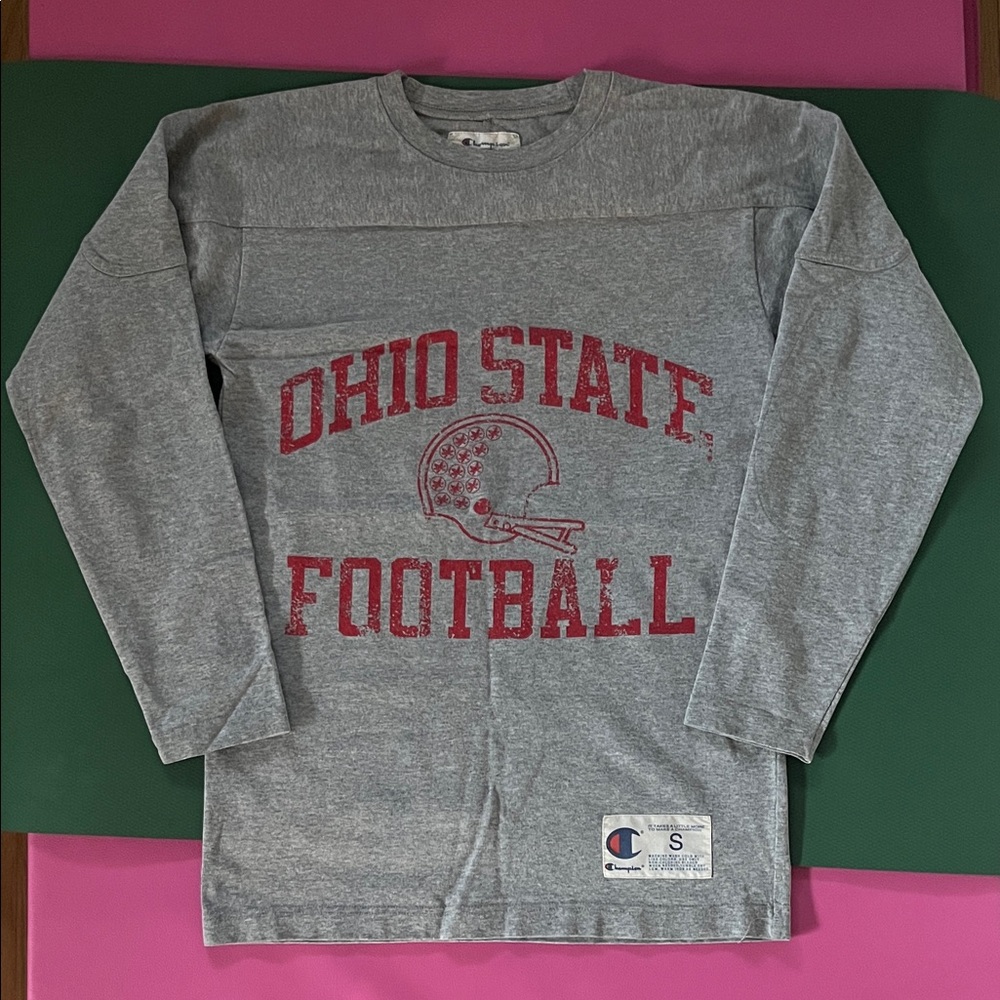 Champion Gray Ohio State Football Long Sleeve Tee
